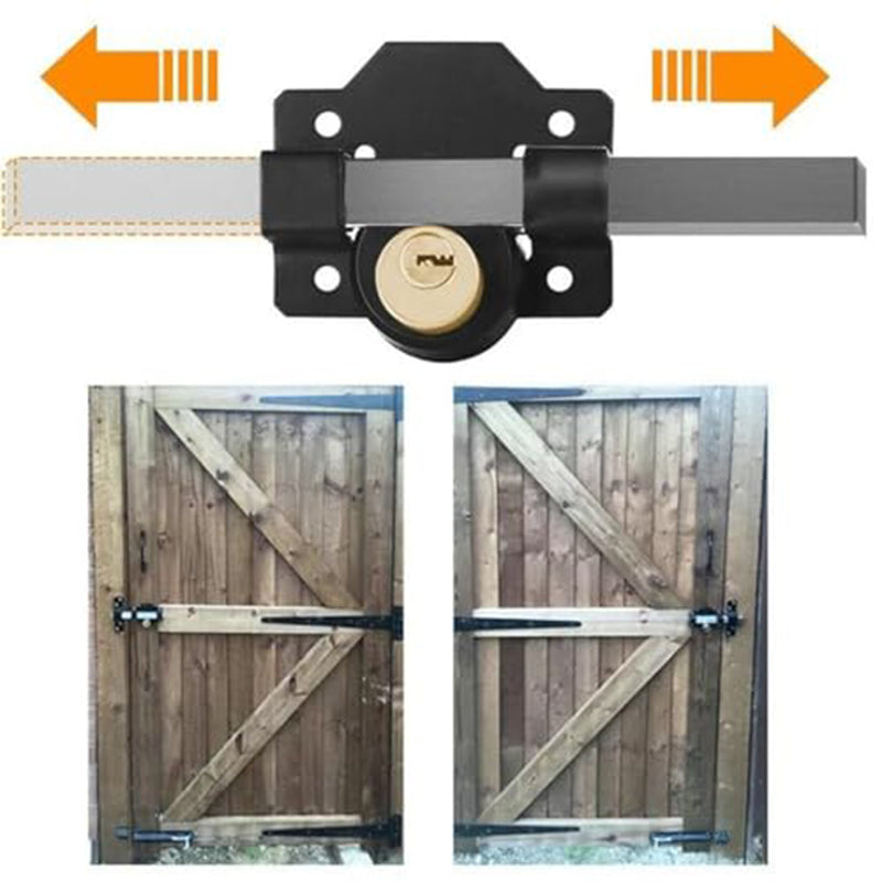 🥳2026 HOT SALE🥳💞50K+ SOLD! 🔒🚪 Heavy-Duty Gate Lock – dual-sided key, lock & unlock from either side. No more getting locked in! Solid iron, 5 keys included. 🗝️🛡️