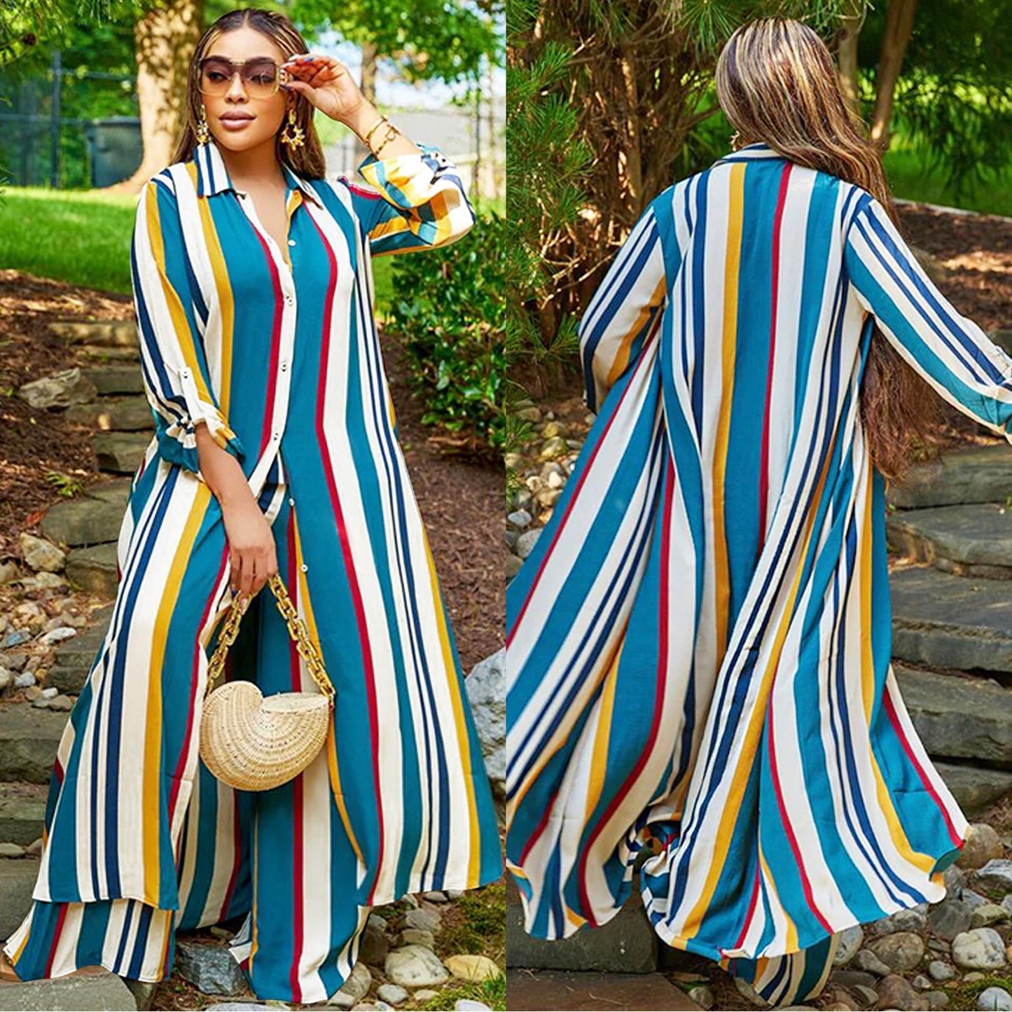 🥳2026 HOT SALE🥳💞50K+ SOLD!👵☕ 50% OFF! 2-Piece Striped Outfit – Two ways to wear! Long-sleeve top + comfy pants. Mix & match or wear together. Soft, breathable & no-fuss style. Your new go-to. 🌸👚