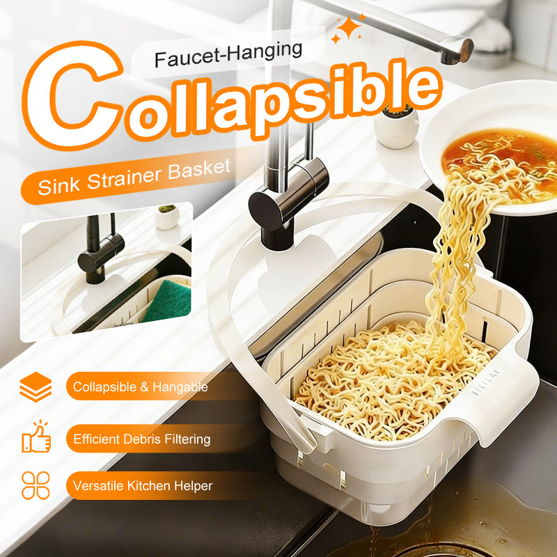 🥳2026 HOT SALE🥳💞50K+ SOLD!🍅🚰 50% OFF! Collapsible Faucet Sink Strainer – Flip‑open bottom, empty scraps hands‑free. Folds flat, hangs on tap. Kitchen cleanup made simple! 🧼✨