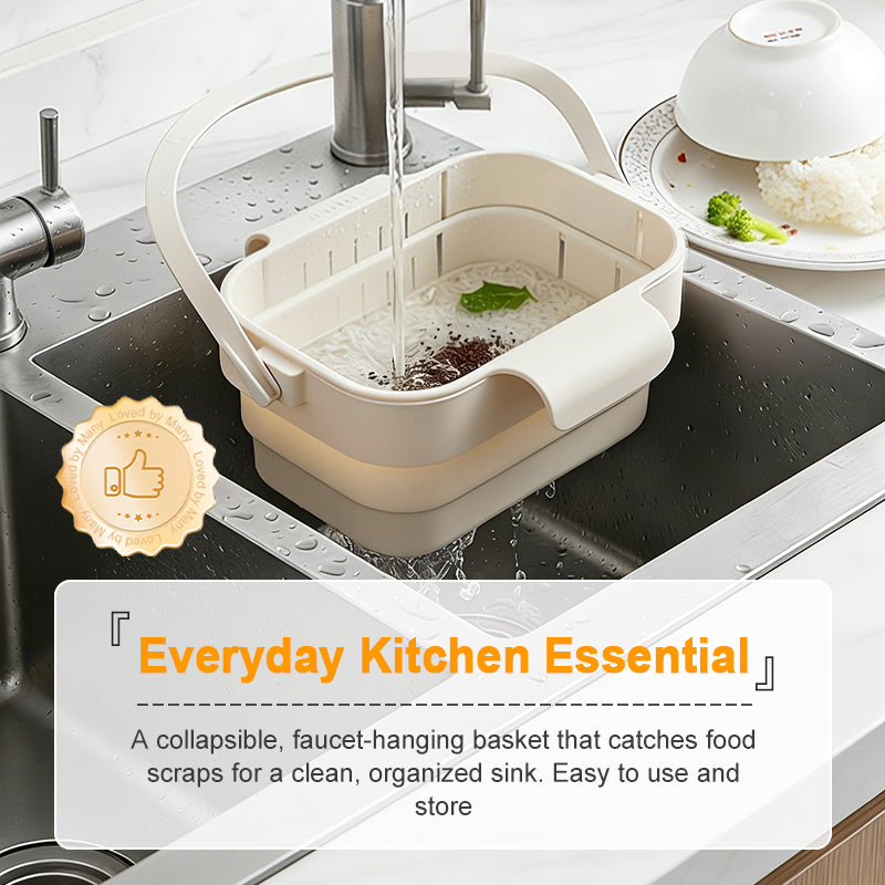 🥳2026 HOT SALE🥳💞50K+ SOLD!🍅🚰 50% OFF! Collapsible Faucet Sink Strainer – Flip‑open bottom, empty scraps hands‑free. Folds flat, hangs on tap. Kitchen cleanup made simple! 🧼✨