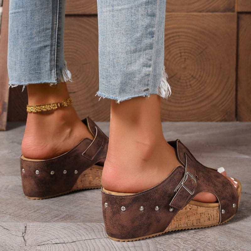🥳2026 HOT SALE🥳💞50K+ SOLD!👡💨 50% OFF! Peep Toe Wedge Sandals – Thick platform, slip‑resistant sole. All‑day comfort without sacrificing height. 🌸✨