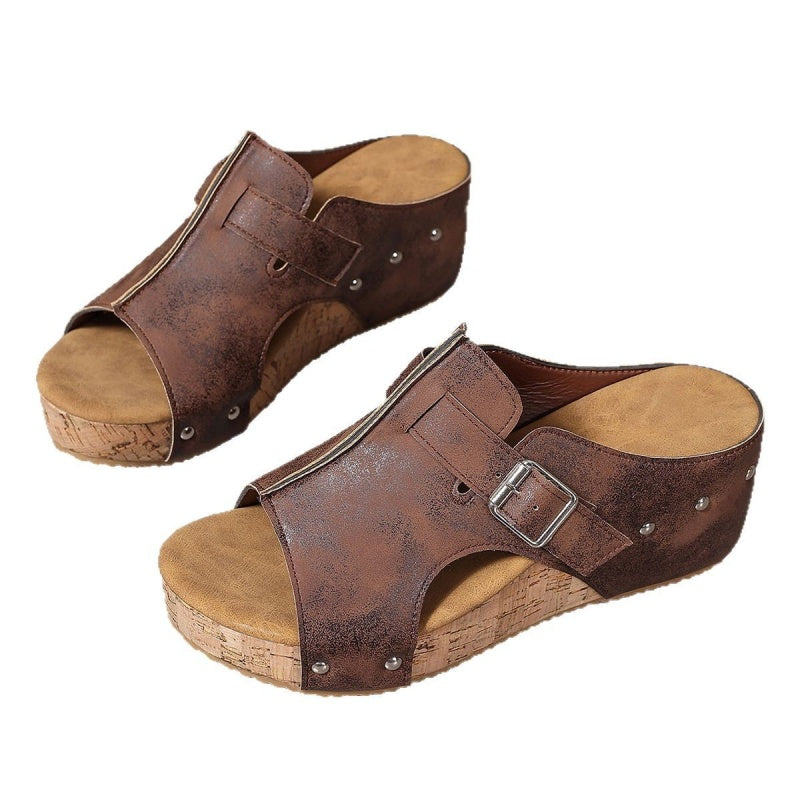 🥳2026 HOT SALE🥳💞50K+ SOLD!👡💨 50% OFF! Peep Toe Wedge Sandals – Thick platform, slip‑resistant sole. All‑day comfort without sacrificing height. 🌸✨