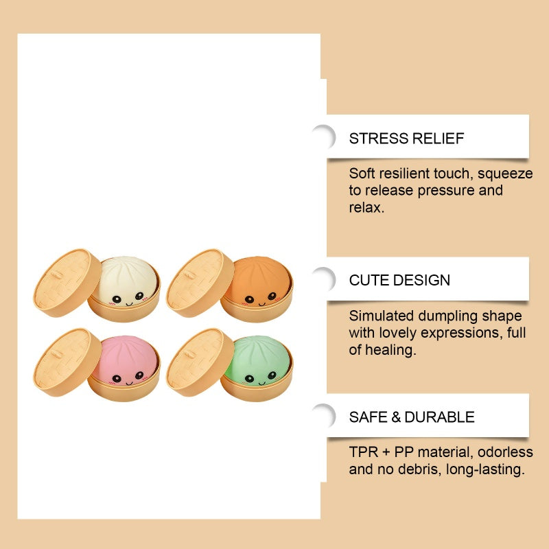 🥳2026 HOT SALE🥳💞50K+ SOLD!💥👵🤗 50% OFF! Dumpling Squeeze Toy with Steamer – Soft, squishy & silent. Instant stress relief. Adorable design lifts your mood. Perfect fidget for desk or bag. 🥟✨