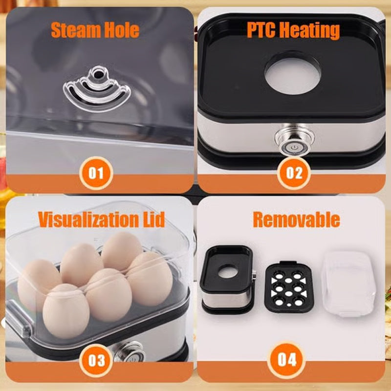 🥳2026 HOT SALE🥳💞50K+ SOLD! 🥚🍳 50% OFF! Multifunctional Egg Steamer with Clear Lid – boil, poach or omelet, auto shut-off, compact. Quick healthy breakfasts! 🛡️✅