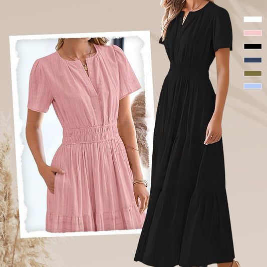 🥳2026 HOT SALE🥳💞50K+ SOLD!👵🌸 50% OFF! Boho Chic Smocked Maxi Dress – Flattering smocked waist, flowy fit. Perfect for garden parties or seaside strolls. Effortless summer elegance. 🌊✨