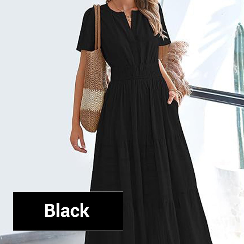 🥳2026 HOT SALE🥳💞50K+ SOLD!👵🌸 50% OFF! Boho Chic Smocked Maxi Dress – Flattering smocked waist, flowy fit. Perfect for garden parties or seaside strolls. Effortless summer elegance. 🌊✨
