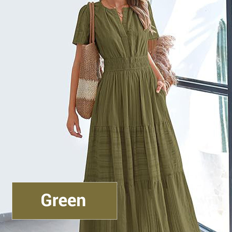 🥳2026 HOT SALE🥳💞50K+ SOLD!👵🌸 50% OFF! Boho Chic Smocked Maxi Dress – Flattering smocked waist, flowy fit. Perfect for garden parties or seaside strolls. Effortless summer elegance. 🌊✨