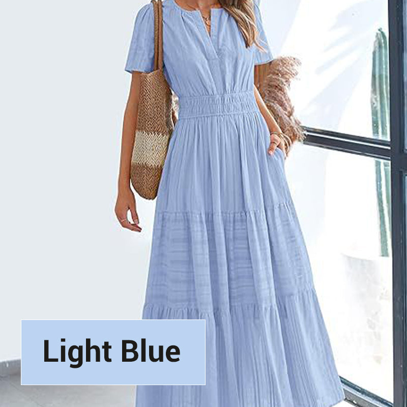 🥳2026 HOT SALE🥳💞50K+ SOLD!👵🌸 50% OFF! Boho Chic Smocked Maxi Dress – Flattering smocked waist, flowy fit. Perfect for garden parties or seaside strolls. Effortless summer elegance. 🌊✨