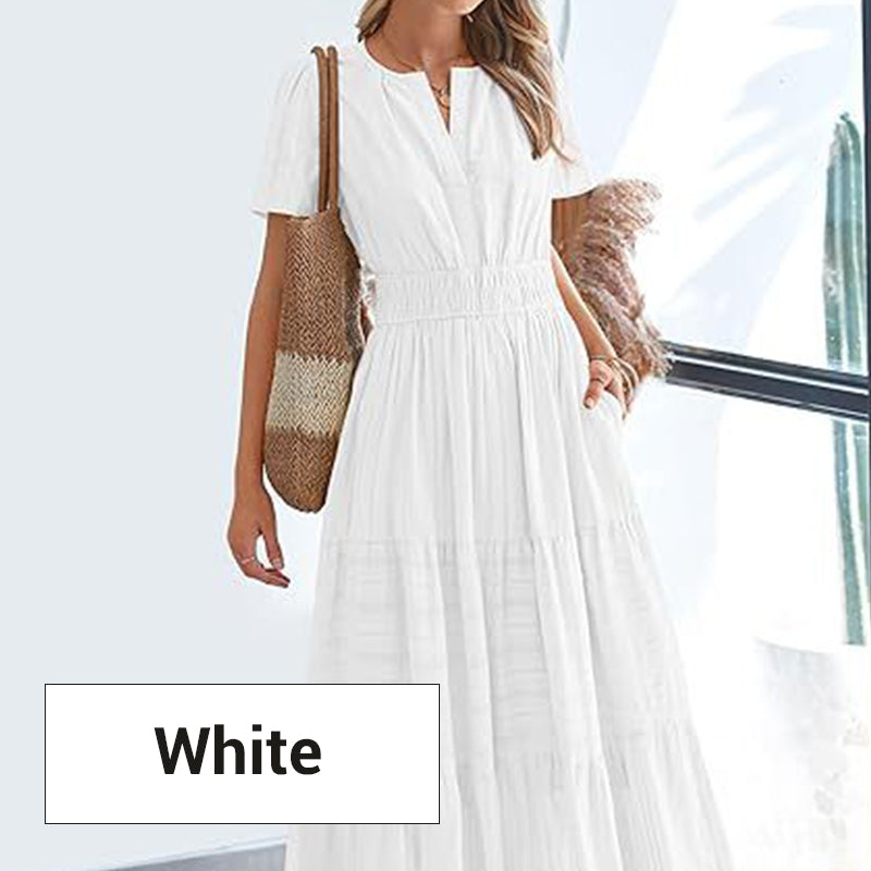 🥳2026 HOT SALE🥳💞50K+ SOLD!👵🌸 50% OFF! Boho Chic Smocked Maxi Dress – Flattering smocked waist, flowy fit. Perfect for garden parties or seaside strolls. Effortless summer elegance. 🌊✨