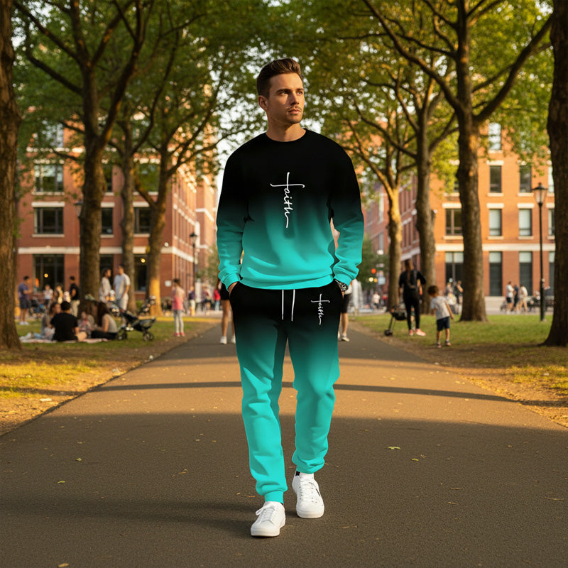 🥳2026 HOT SALE🥳💞50K+ SOLD!👴🔥 50% OFF! Gradient Crewneck Tracksuit Set – Soft, comfy & easy to wear. Stylish fade, relaxed fit. Perfect for walks or lounging. Your new favourite. 🏃☕
