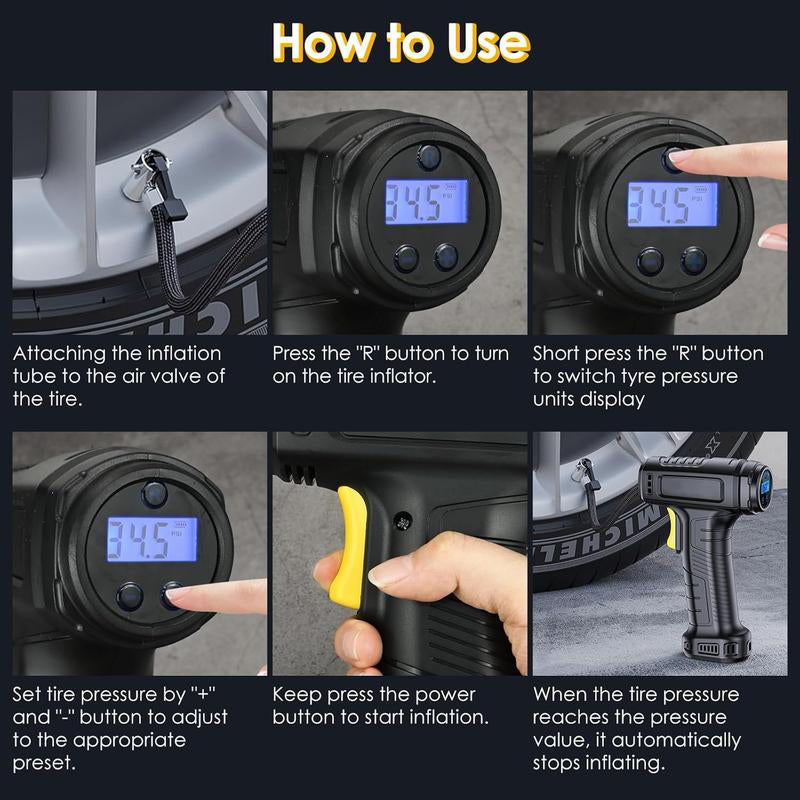 🥳2026 HOT SALE🥳💞50K+ SOLD! ⚡🛞 50% OFF! Smart Digital Tire Inflator – auto shut-off prevents over-inflation. Digital pressure display – no guessing, no errors. Built-in LED light for night emergencies. Perfect for cars, bikes & sports balls! 🚲🏀