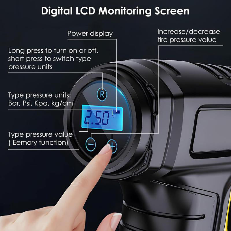 🥳2026 HOT SALE🥳💞50K+ SOLD! ⚡🛞 50% OFF! Smart Digital Tire Inflator – auto shut-off prevents over-inflation. Digital pressure display – no guessing, no errors. Built-in LED light for night emergencies. Perfect for cars, bikes & sports balls! 🚲🏀