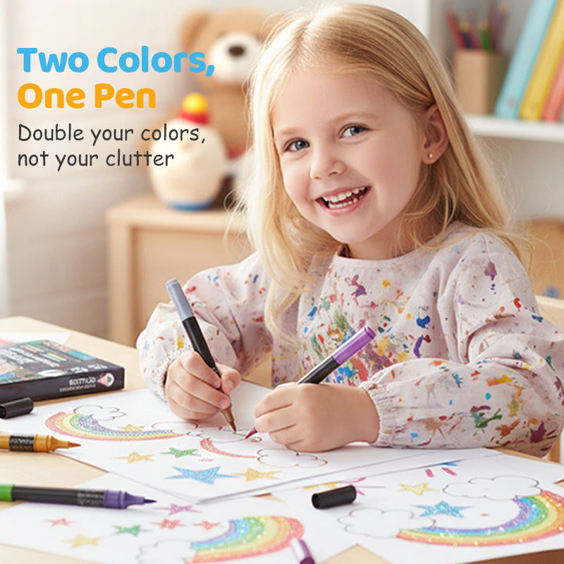 🥳2026 HOT SALE🥳💞50K+ SOLD! 🎨✨ Glitter Brush Markers – dual-tip design, shimmering ink makes cards & crafts sparkle. Safe non-toxic, no bleed through – perfect for handmade gifts the grandkids will treasure! 💌💚