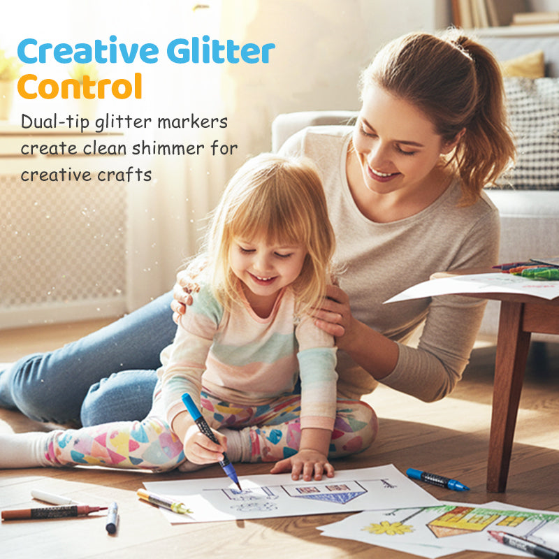 🥳2026 HOT SALE🥳💞50K+ SOLD! 🎨✨ Glitter Brush Markers – dual-tip design, shimmering ink makes cards & crafts sparkle. Safe non-toxic, no bleed through – perfect for handmade gifts the grandkids will treasure! 💌💚