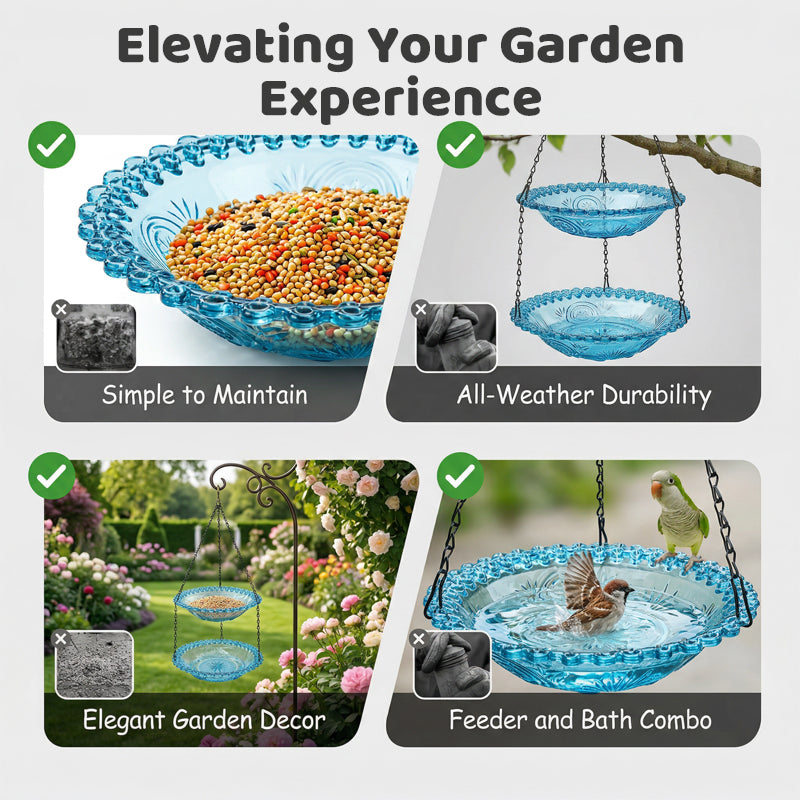 🥳2026 HOT SALE🥳💞50K+ SOLD!🐦🌧️ 50% OFF! Vintage-Style Bird Feeder with Bath – Hangs anywhere, easy to fill. Attracts robins & blue tits. Perfect for nature lovers. 🏡✨