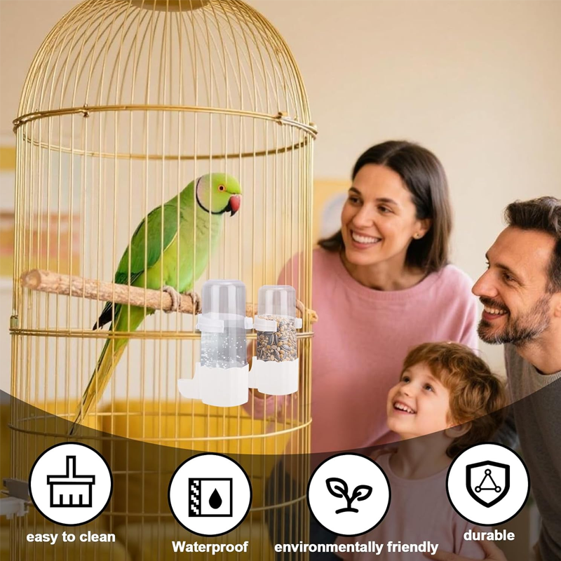 🥳2026 HOT SALE🥳💞50K+ SOLD!💥🐦✨ 50% OFF! 2-in-1 Bird Feeder & Waterer – Mess-free, secure lock, clear reservoir. Saves cage space, easy to clean. Fits 0.51"-0.75" bars. Happy pet, happy you! 🧼💧