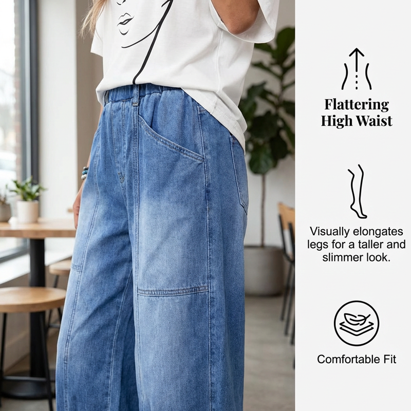 🥳2026 HOT SALE🥳💞50K+ SOLD!💕🌸 50% OFF! Women’s High-Rise Cropped Jeans – Elastic waist, relaxed through hip & thigh. Modern cropped length shows off footwear. A versatile denim staple. 👖✅