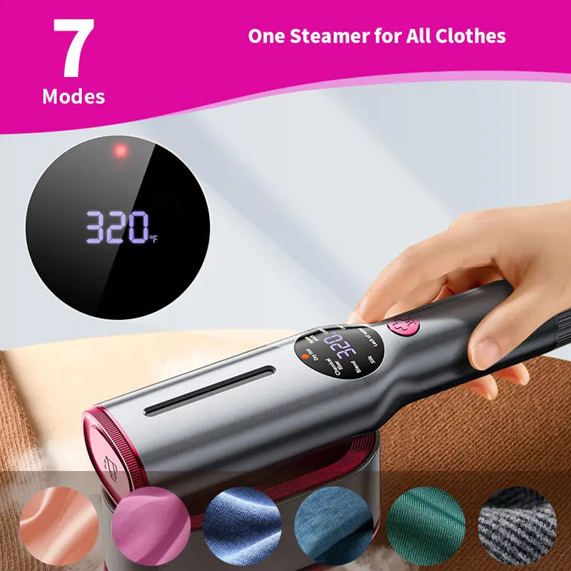 🥳2026 HOT SALE🥳💞50K+ SOLD!👔🌀 50% OFF! Lightweight Steamer Iron – 90° rotating head, ceramic plate & 7 modes. Perfect for collars & cuffs – gentle on silk, tough on creases! 💎💪