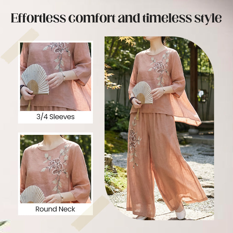 🥳2026 HOT SALE🥳💞50K+ SOLD!💥🌿💫 50% OFF! Lightweight 2-Piece Set – Soft cotton-linen, keeps you cool. Adjustable waist, flattering wide-leg. Black, burgundy, pink & more. Mix & match. 👖✅
