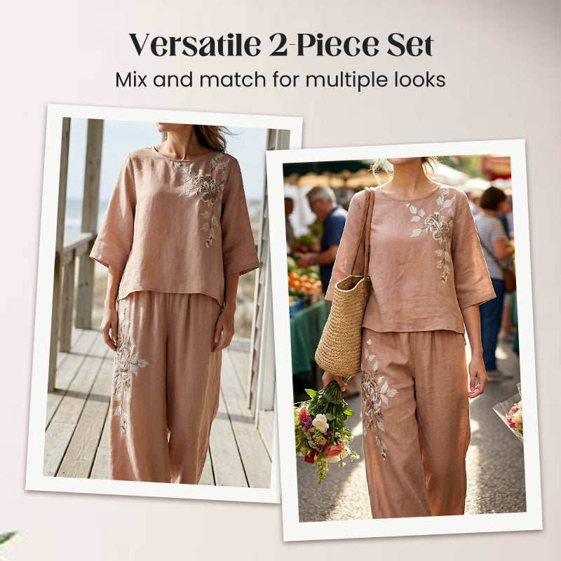🥳2026 HOT SALE🥳💞50K+ SOLD!💥🌿💫 50% OFF! Lightweight 2-Piece Set – Soft cotton-linen, keeps you cool. Adjustable waist, flattering wide-leg. Black, burgundy, pink & more. Mix & match. 👖✅