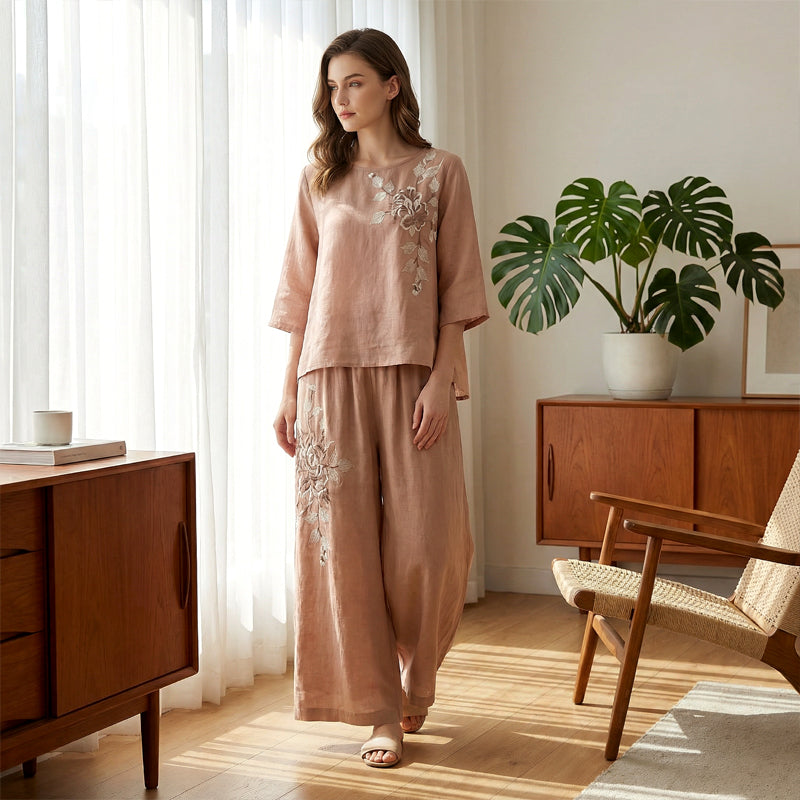 🥳2026 HOT SALE🥳💞50K+ SOLD!💥🌿💫 50% OFF! Lightweight 2-Piece Set – Soft cotton-linen, keeps you cool. Adjustable waist, flattering wide-leg. Black, burgundy, pink & more. Mix & match. 👖✅