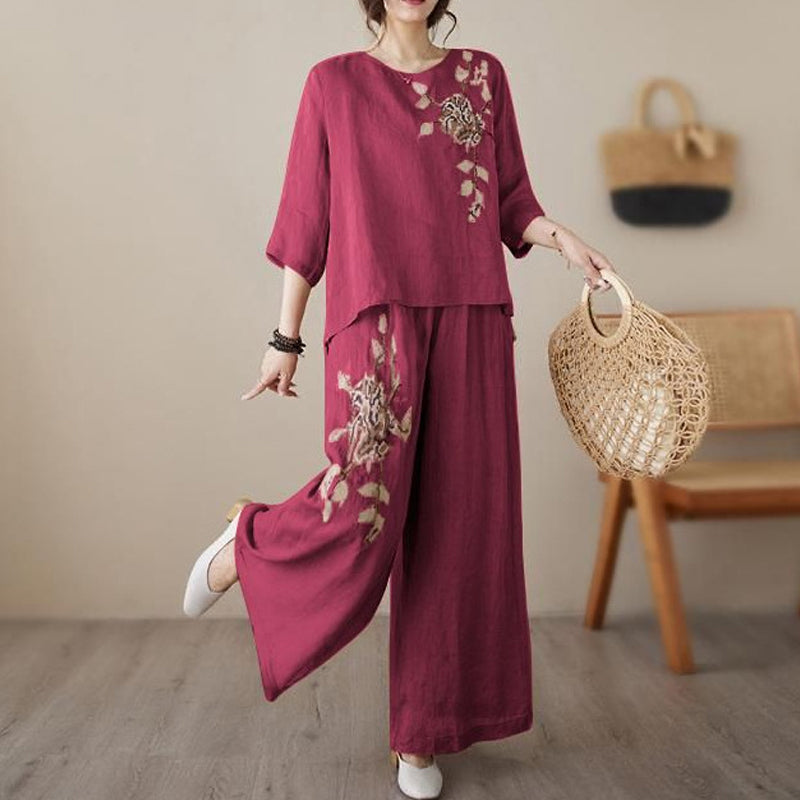 🥳2026 HOT SALE🥳💞50K+ SOLD!💥🌿💫 50% OFF! Lightweight 2-Piece Set – Soft cotton-linen, keeps you cool. Adjustable waist, flattering wide-leg. Black, burgundy, pink & more. Mix & match. 👖✅