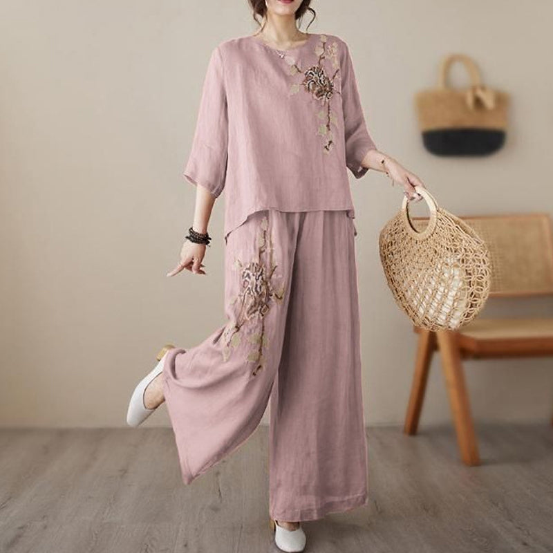 🥳2026 HOT SALE🥳💞50K+ SOLD!💥🌿💫 50% OFF! Lightweight 2-Piece Set – Soft cotton-linen, keeps you cool. Adjustable waist, flattering wide-leg. Black, burgundy, pink & more. Mix & match. 👖✅