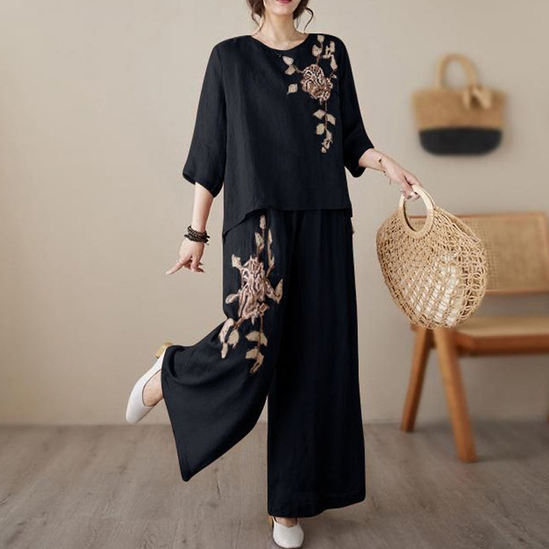 🥳2026 HOT SALE🥳💞50K+ SOLD!💥🌿💫 50% OFF! Lightweight 2-Piece Set – Soft cotton-linen, keeps you cool. Adjustable waist, flattering wide-leg. Black, burgundy, pink & more. Mix & match. 👖✅