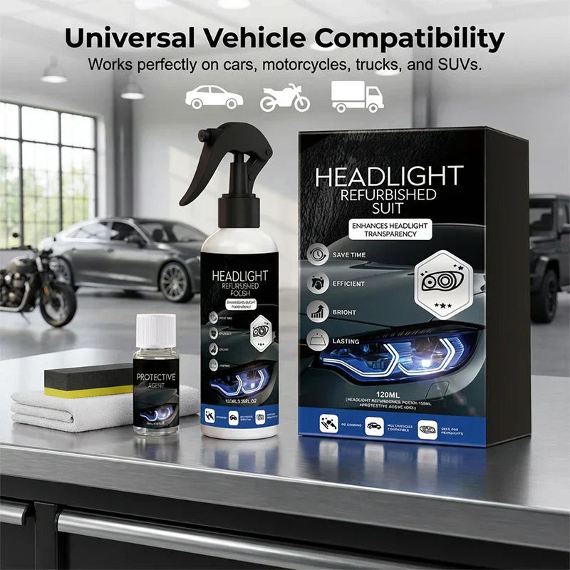🥳2026 HOT SALE🥳💞50K+ SOLD!🚗💡 BUY 2 GET 1 FREE! Professional Car Headlight Restoration Kit – Removes yellowing & scratches instantly. No sandpaper, no tools – just spray & wipe! Save £££ on garage bills! ✨🔧