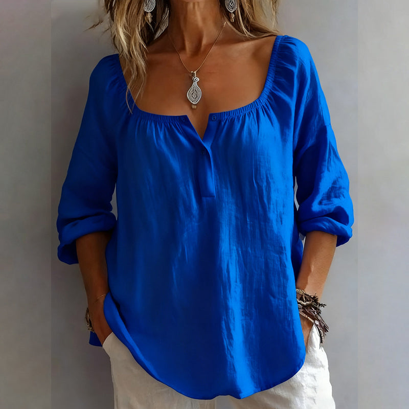 🥳2026 HOT SALE🥳💞50K+ SOLD!💕👗 50% OFF! Women’s Long Sleeve U-Neck Top – Soft fabric, flows beautifully. Elegant neckline frames collarbones. Perfect for layering or wearing solo. Your new go-to. 🌸✅