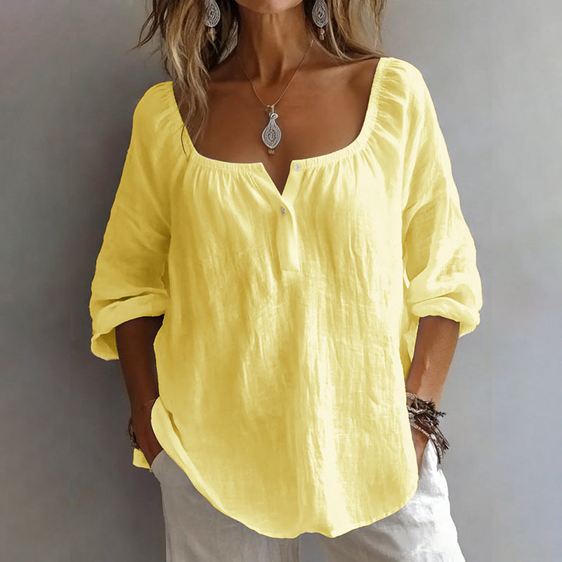 🥳2026 HOT SALE🥳💞50K+ SOLD!💕👗 50% OFF! Women’s Long Sleeve U-Neck Top – Soft fabric, flows beautifully. Elegant neckline frames collarbones. Perfect for layering or wearing solo. Your new go-to. 🌸✅