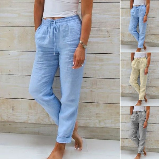 🥳2026 HOT SALE🥳💞50K+ SOLD!👖🌸 50% OFF! Cotton Linen Wide Leg Pants – Breathable & soft for summer. Elastic drawstring waist, easy on/off. Relaxed fit flatters every leg. Khaki, blue, black & more. Your everyday essential. 🌿✨