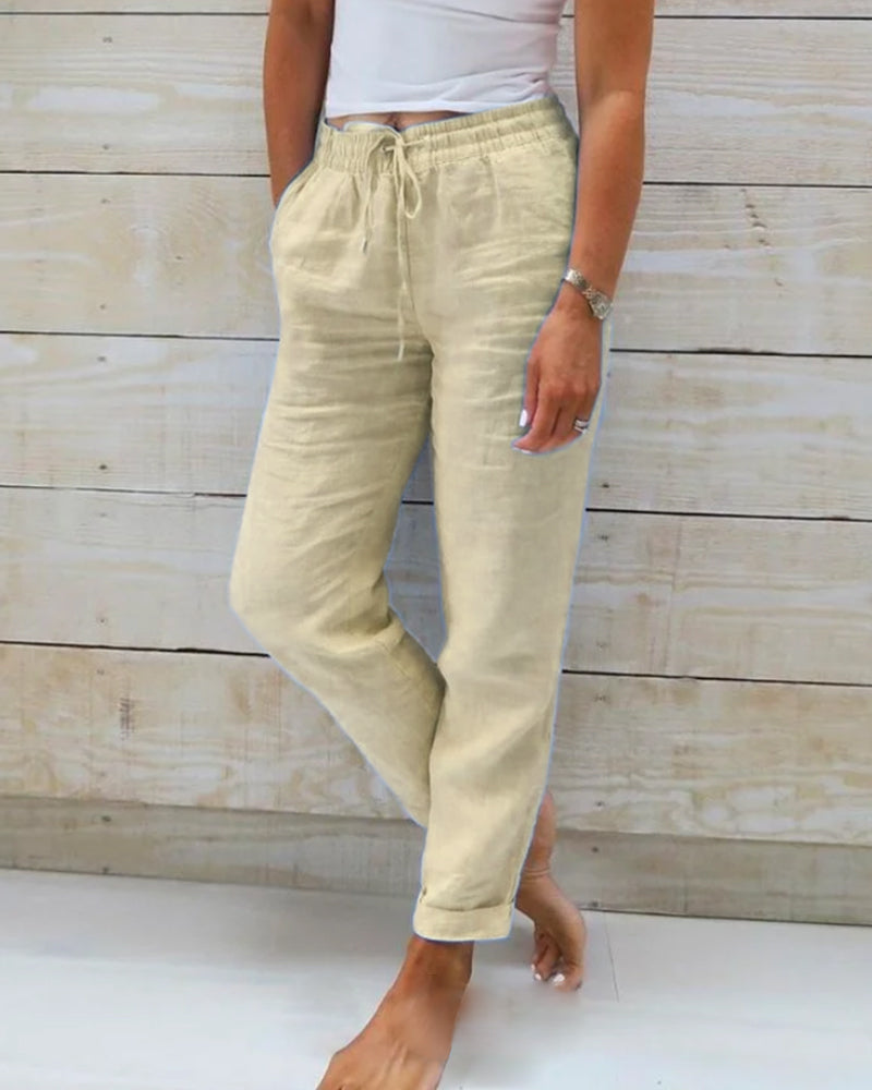 🥳2026 HOT SALE🥳💞50K+ SOLD!👖🌸 50% OFF! Cotton Linen Wide Leg Pants – Breathable & soft for summer. Elastic drawstring waist, easy on/off. Relaxed fit flatters every leg. Khaki, blue, black & more. Your everyday essential. 🌿✨