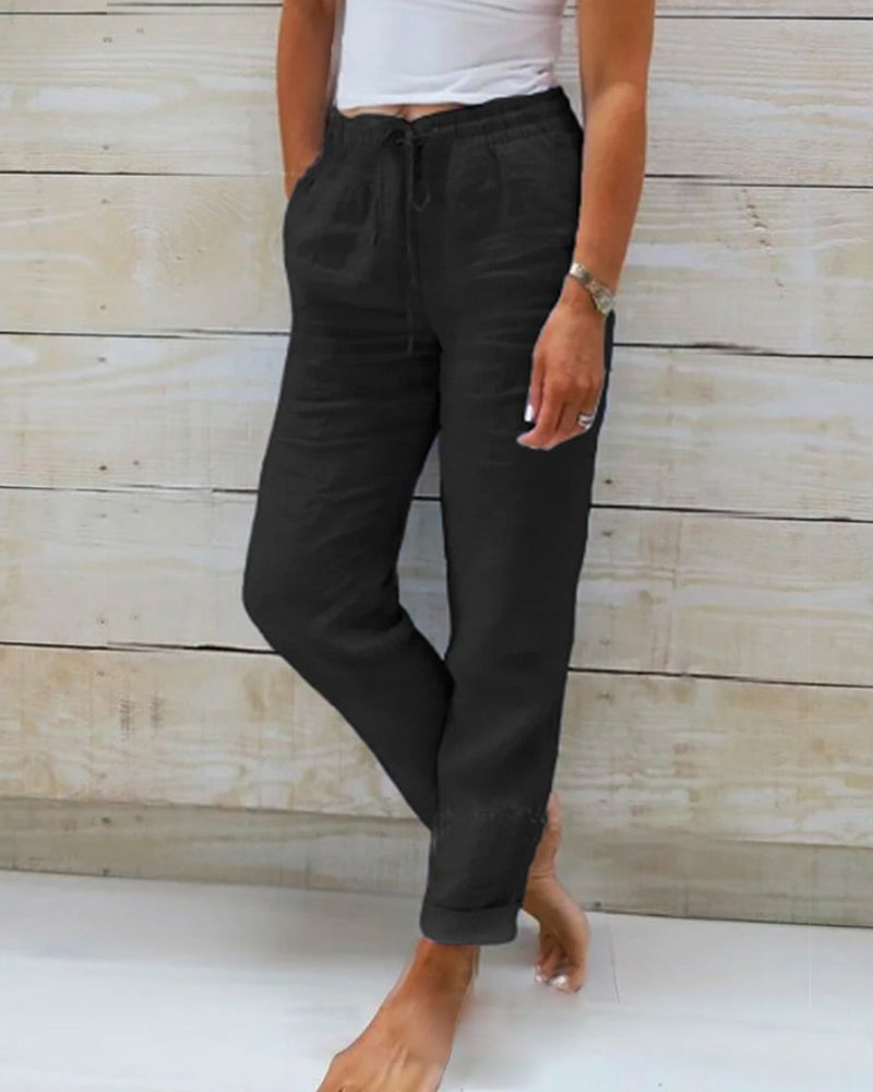 🥳2026 HOT SALE🥳💞50K+ SOLD!👖🌸 50% OFF! Cotton Linen Wide Leg Pants – Breathable & soft for summer. Elastic drawstring waist, easy on/off. Relaxed fit flatters every leg. Khaki, blue, black & more. Your everyday essential. 🌿✨