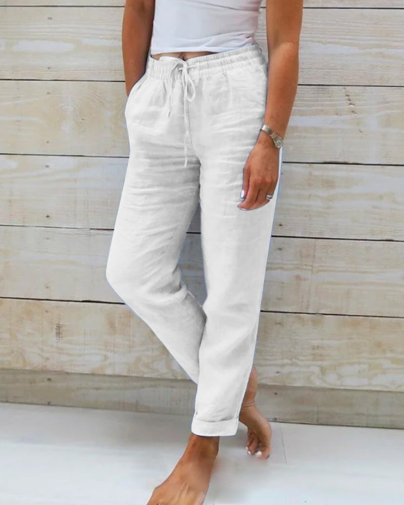 🥳2026 HOT SALE🥳💞50K+ SOLD!👖🌸 50% OFF! Cotton Linen Wide Leg Pants – Breathable & soft for summer. Elastic drawstring waist, easy on/off. Relaxed fit flatters every leg. Khaki, blue, black & more. Your everyday essential. 🌿✨