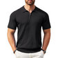 🥳2026 HOT SALE🥳💞50K+ SOLD!👔🔥 50% OFF! Short Sleeve Ribbed Knit Zip-Up Shirt – Muscle fit silhouette, high-stretch fabric. Quarter-zip collar for easy on/off. Soft & breathable. Perfect for casual or office. ✅✨