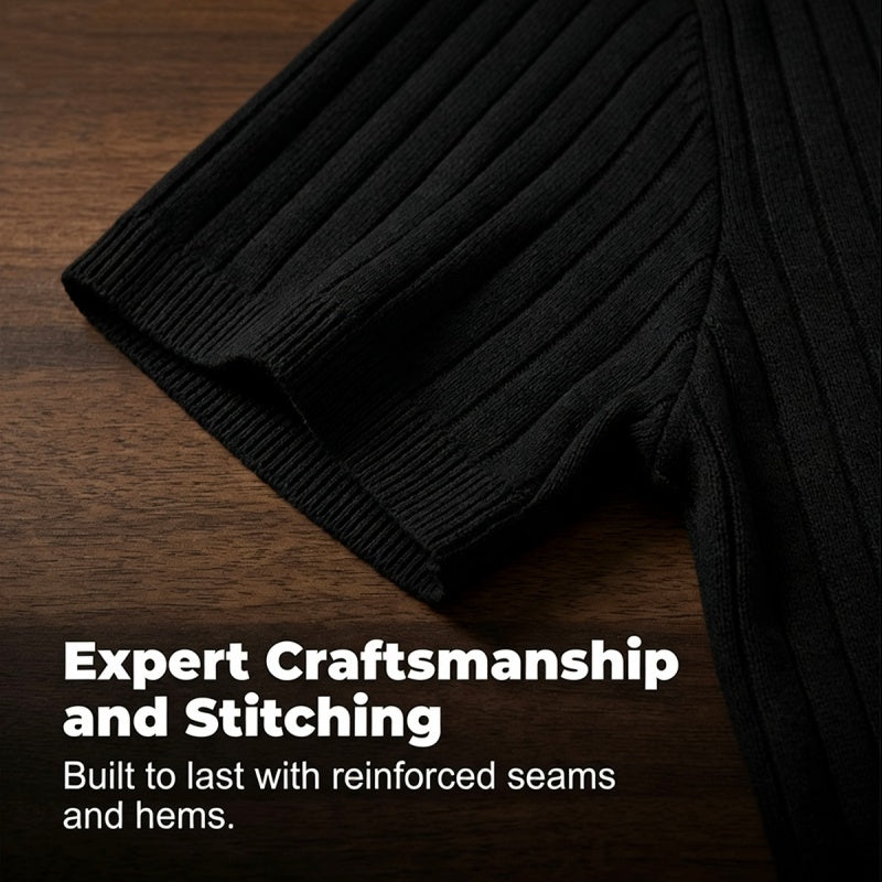 🥳2026 HOT SALE🥳💞50K+ SOLD!👔🔥 50% OFF! Short Sleeve Ribbed Knit Zip-Up Shirt – Muscle fit silhouette, high-stretch fabric. Quarter-zip collar for easy on/off. Soft & breathable. Perfect for casual or office. ✅✨
