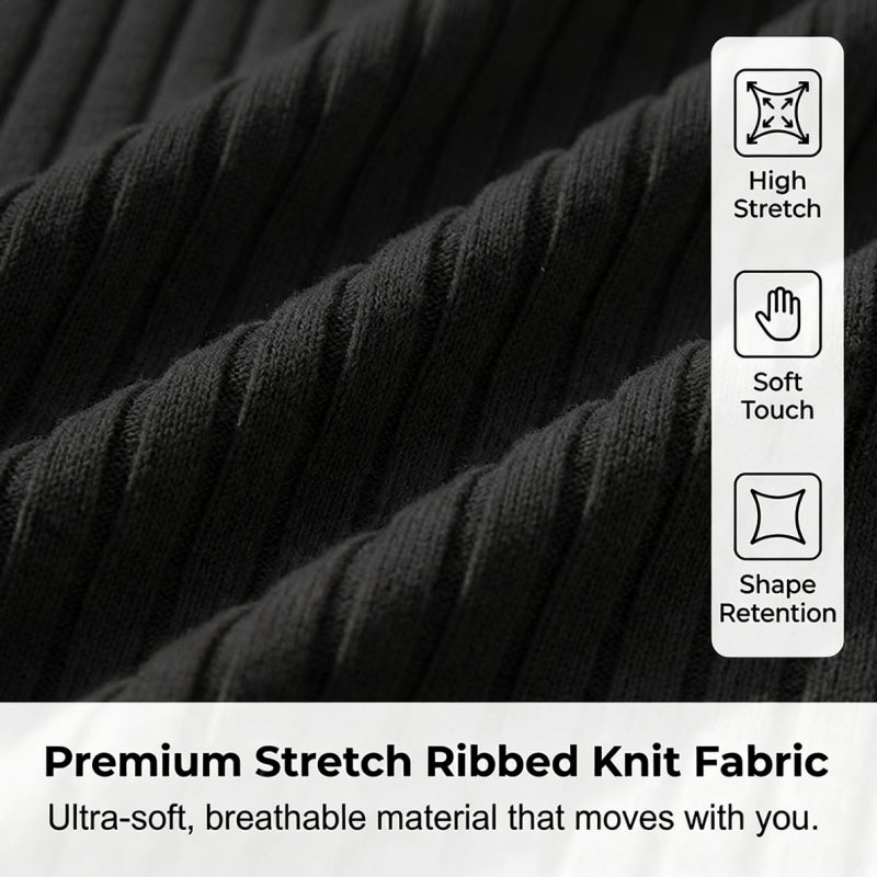 🥳2026 HOT SALE🥳💞50K+ SOLD!👔🔥 50% OFF! Short Sleeve Ribbed Knit Zip-Up Shirt – Muscle fit silhouette, high-stretch fabric. Quarter-zip collar for easy on/off. Soft & breathable. Perfect for casual or office. ✅✨