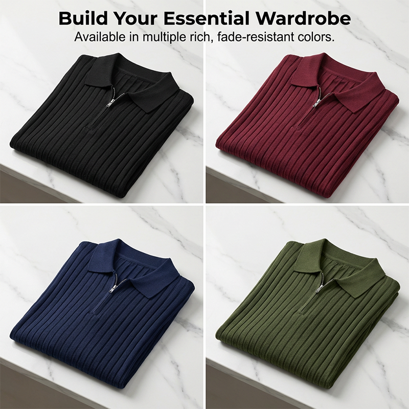 🥳2026 HOT SALE🥳💞50K+ SOLD!👔🔥 50% OFF! Short Sleeve Ribbed Knit Zip-Up Shirt – Muscle fit silhouette, high-stretch fabric. Quarter-zip collar for easy on/off. Soft & breathable. Perfect for casual or office. ✅✨