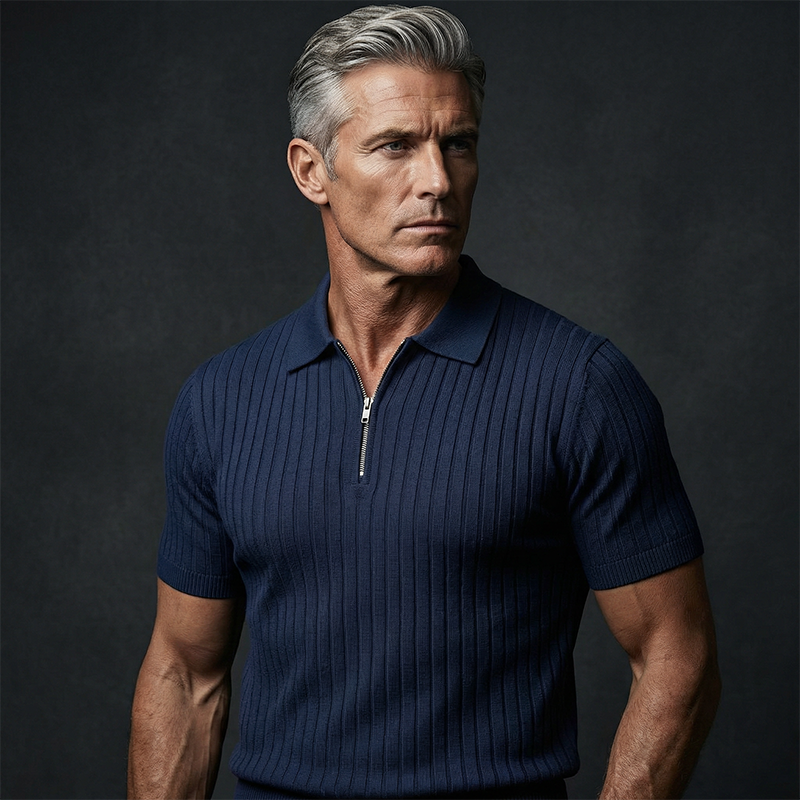 🥳2026 HOT SALE🥳💞50K+ SOLD!👔🔥 50% OFF! Short Sleeve Ribbed Knit Zip-Up Shirt – Muscle fit silhouette, high-stretch fabric. Quarter-zip collar for easy on/off. Soft & breathable. Perfect for casual or office. ✅✨