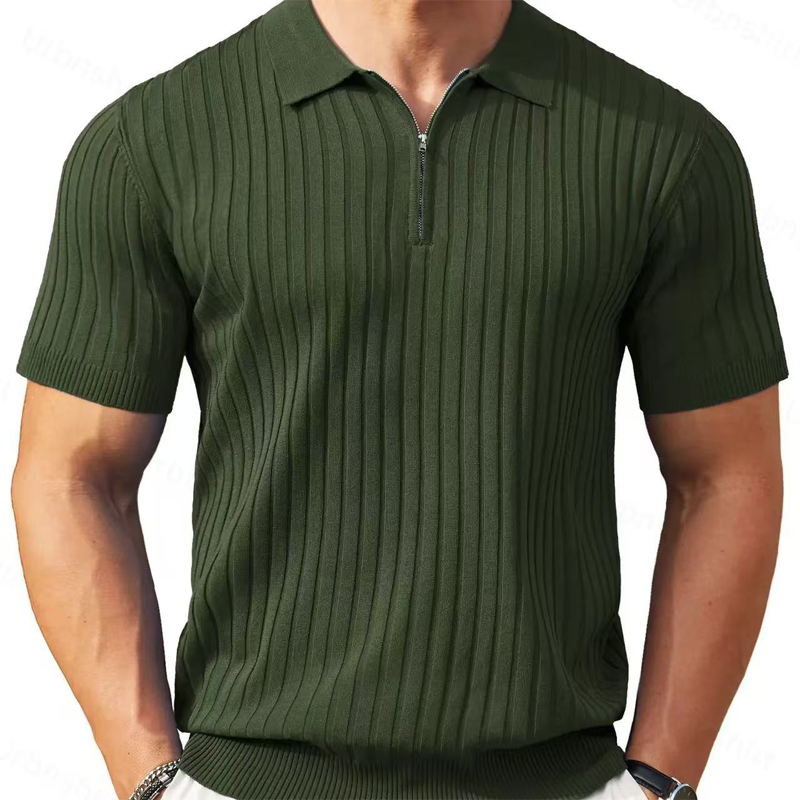 🥳2026 HOT SALE🥳💞50K+ SOLD!👔🔥 50% OFF! Short Sleeve Ribbed Knit Zip-Up Shirt – Muscle fit silhouette, high-stretch fabric. Quarter-zip collar for easy on/off. Soft & breathable. Perfect for casual or office. ✅✨