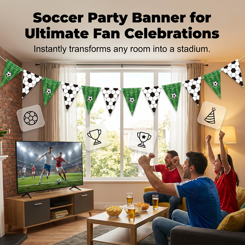 🥳2026 HOT SALE🥳💞50K+ SOLD!💥🎈🌟 50% OFF! Soccer Party Decor Kit – Dynamic soccer ball & trophy designs. Quick assembly, transforms any space in minutes. Great for kids' birthdays & World Cup watch parties. 🥳✅