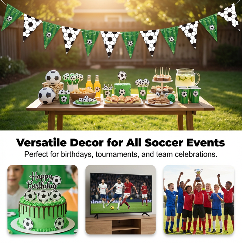 🥳2026 HOT SALE🥳💞50K+ SOLD!💥🎈🌟 50% OFF! Soccer Party Decor Kit – Dynamic soccer ball & trophy designs. Quick assembly, transforms any space in minutes. Great for kids' birthdays & World Cup watch parties. 🥳✅