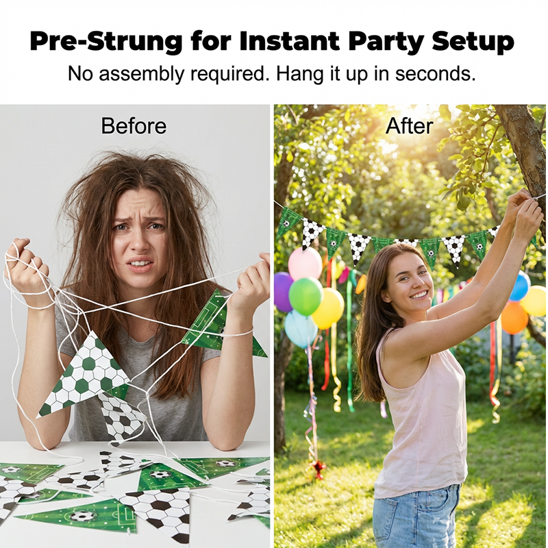 🥳2026 HOT SALE🥳💞50K+ SOLD!💥🎈🌟 50% OFF! Soccer Party Decor Kit – Dynamic soccer ball & trophy designs. Quick assembly, transforms any space in minutes. Great for kids' birthdays & World Cup watch parties. 🥳✅