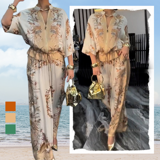 🥳2026 HOT SALE🥳💞50K+ SOLD!🎀💫 50% OFF! Women‘s Floral Print 2-Piece Set – Breathable fabric, all-day comfort. Adjustable hem for custom fit. Wide-leg pants lengthen silhouette. Effortless style for any occasion. 🛡️🕊️