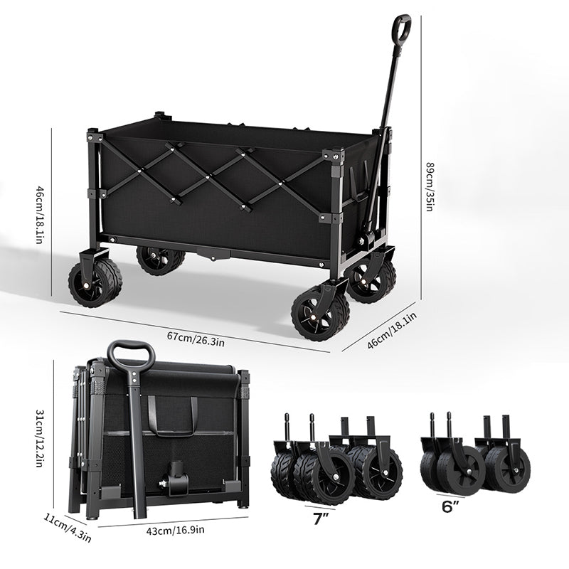 🥳2026 HOT SALE🥳💞50K+ SOLD!🚚🏕️ 50% OFF! Heavy‑Duty Collapsible Wagon Cart – 130L capacity, 80kg load, all‑terrain wheels. Thickened carbon steel frame – haul garden supplies & shopping with ease! 🛒✨
