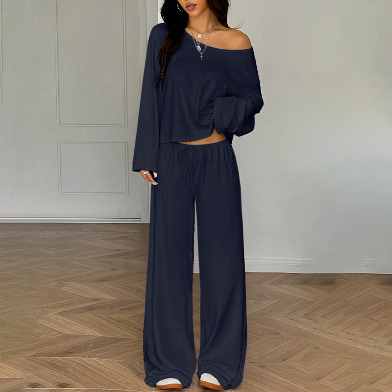 🥳2026 HOT SALE🥳💞50K+ SOLD!💕👖 50% OFF! 2-Piece Off-Shoulder Outfit – Wear together or mix & match. Flowing wide-leg pants, all-day comfort. Perfect for lounging or casual outings. Your new favourite. 🌿✅