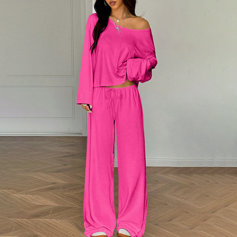 🥳2026 HOT SALE🥳💞50K+ SOLD!💕👖 50% OFF! 2-Piece Off-Shoulder Outfit – Wear together or mix & match. Flowing wide-leg pants, all-day comfort. Perfect for lounging or casual outings. Your new favourite. 🌿✅