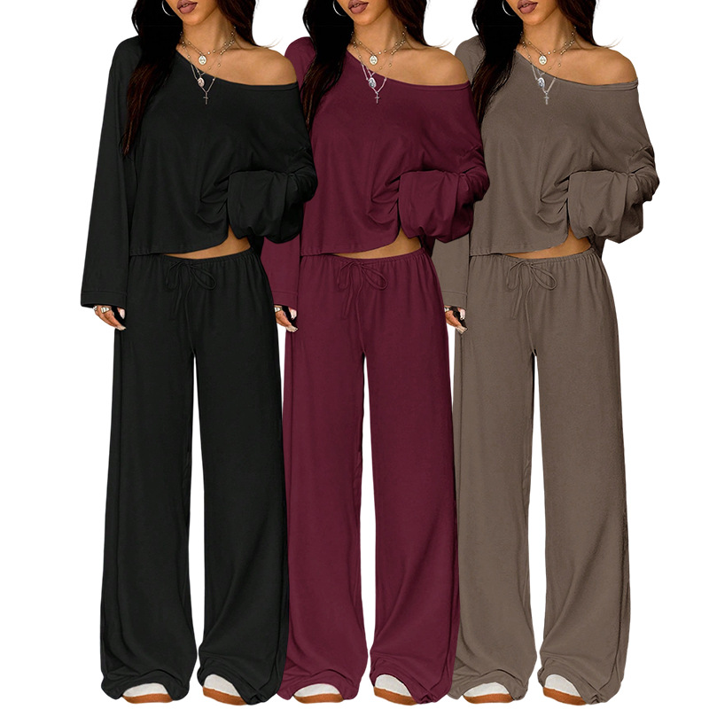 🥳2026 HOT SALE🥳💞50K+ SOLD!💕👖 50% OFF! 2-Piece Off-Shoulder Outfit – Wear together or mix & match. Flowing wide-leg pants, all-day comfort. Perfect for lounging or casual outings. Your new favourite. 🌿✅