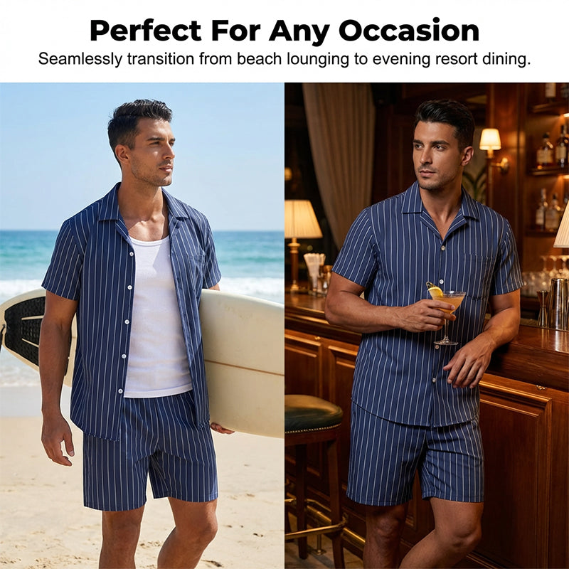 🥳2026 HOT SALE🥳💞50K+ SOLD!🏖️💨 50% OFF! 2-Piece Beach Set – Lightweight & moisture-wicking. Unbuttoned for casual beach look, buttoned up for smart-casual. 6 colors, sizes S-3XL. Your summer essential. 🩳✨